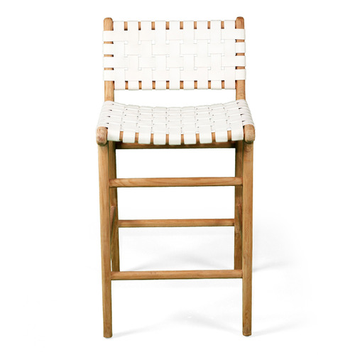 LilaInteriors 65cm Pasadena Woven Leather Counter Stool | Temple